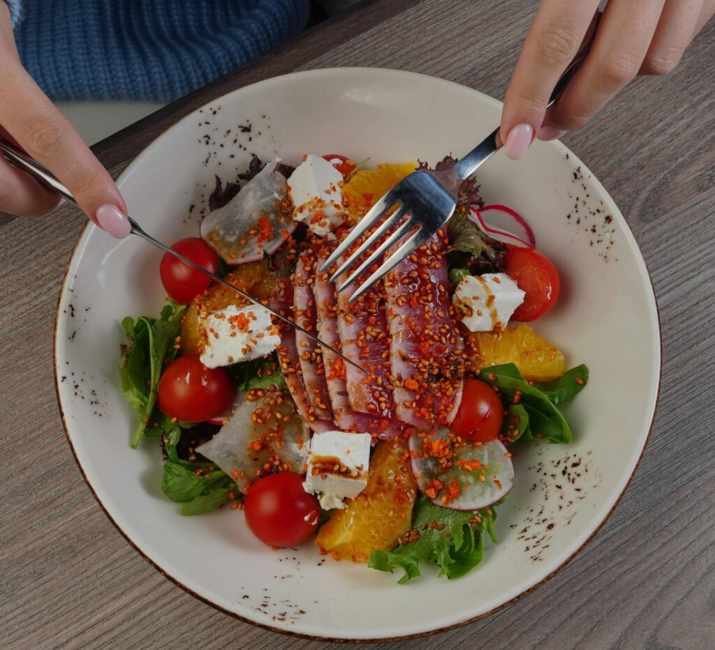 A bowl of food probably containing allergens